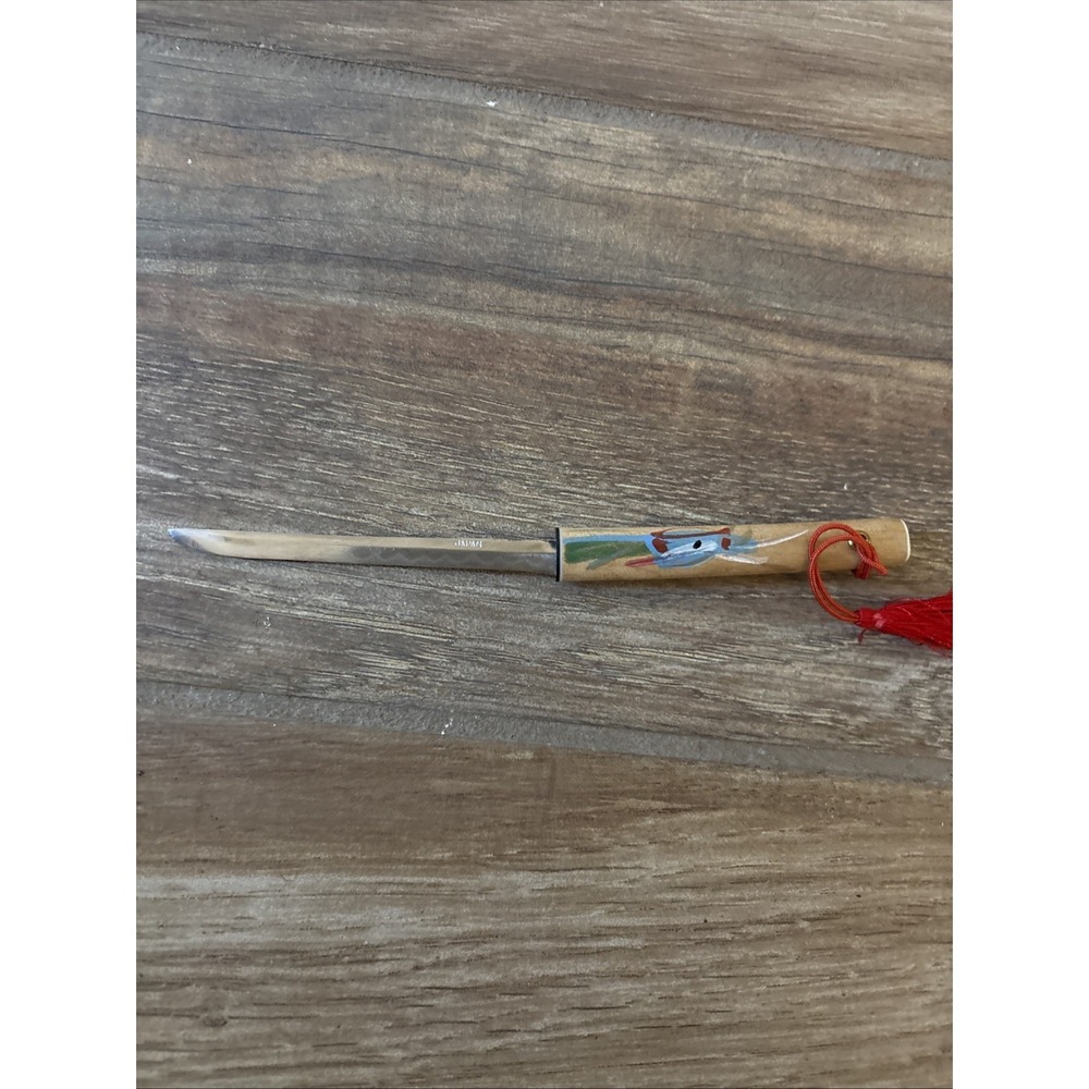 Vintage 1950s Japan Souvenir Letter Opener Katana Hand Painted 9.375" Mini